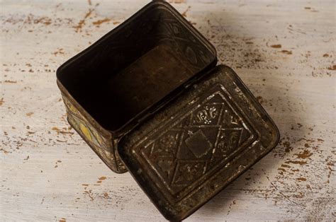 antique metal boxes|old metal box.